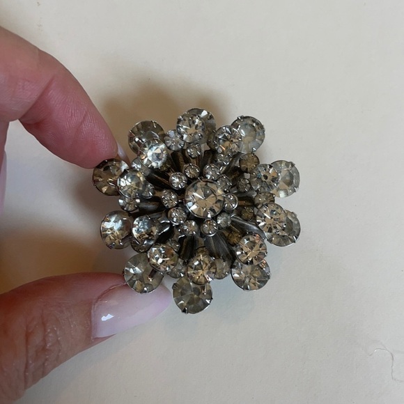 Beautiful Silver & Faux Diamond Antique Brooch - Picture 1 of 5